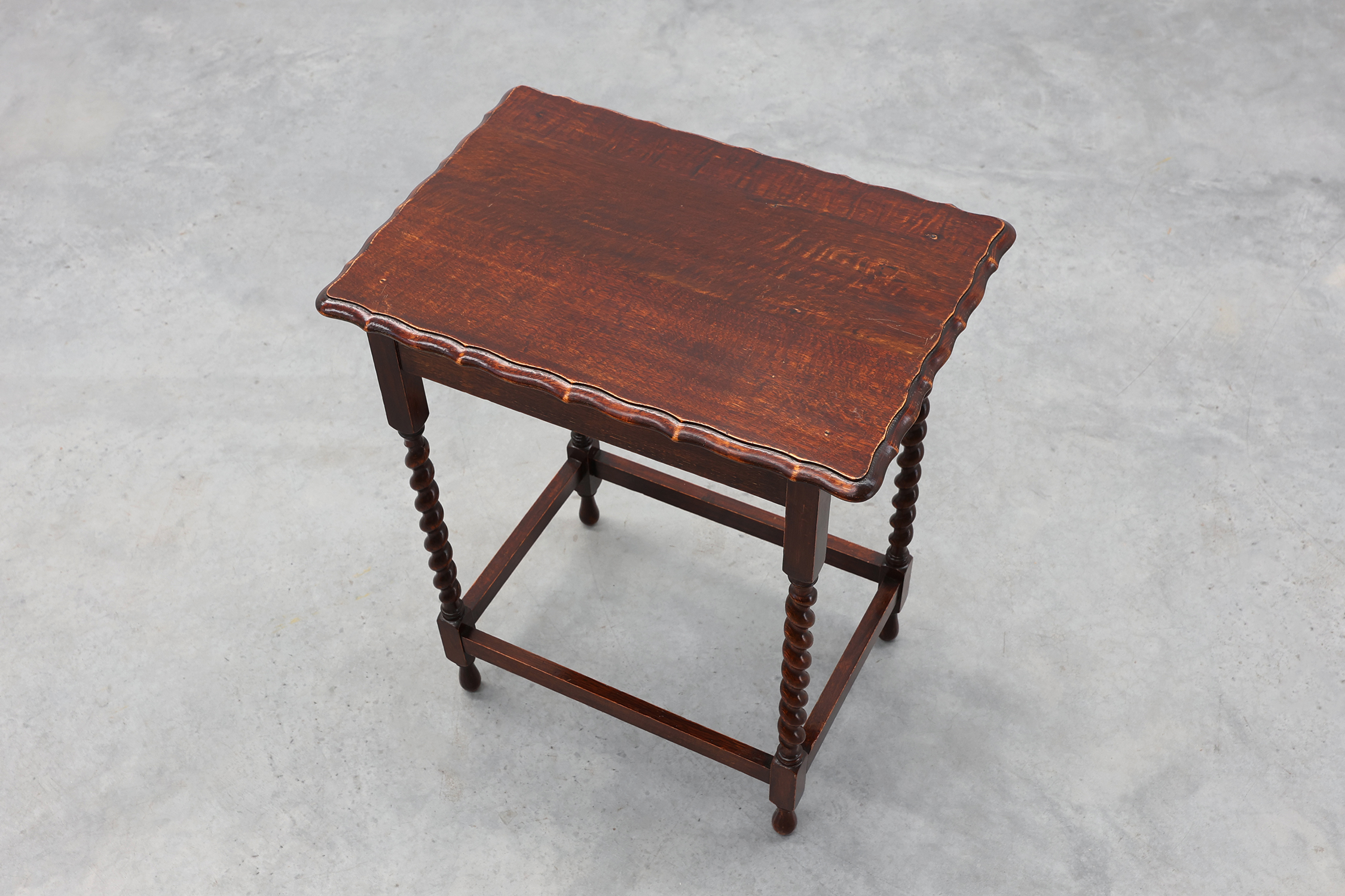 English Oak Barley Twist Side Table with Shaped Top, circa 1900thumbnail